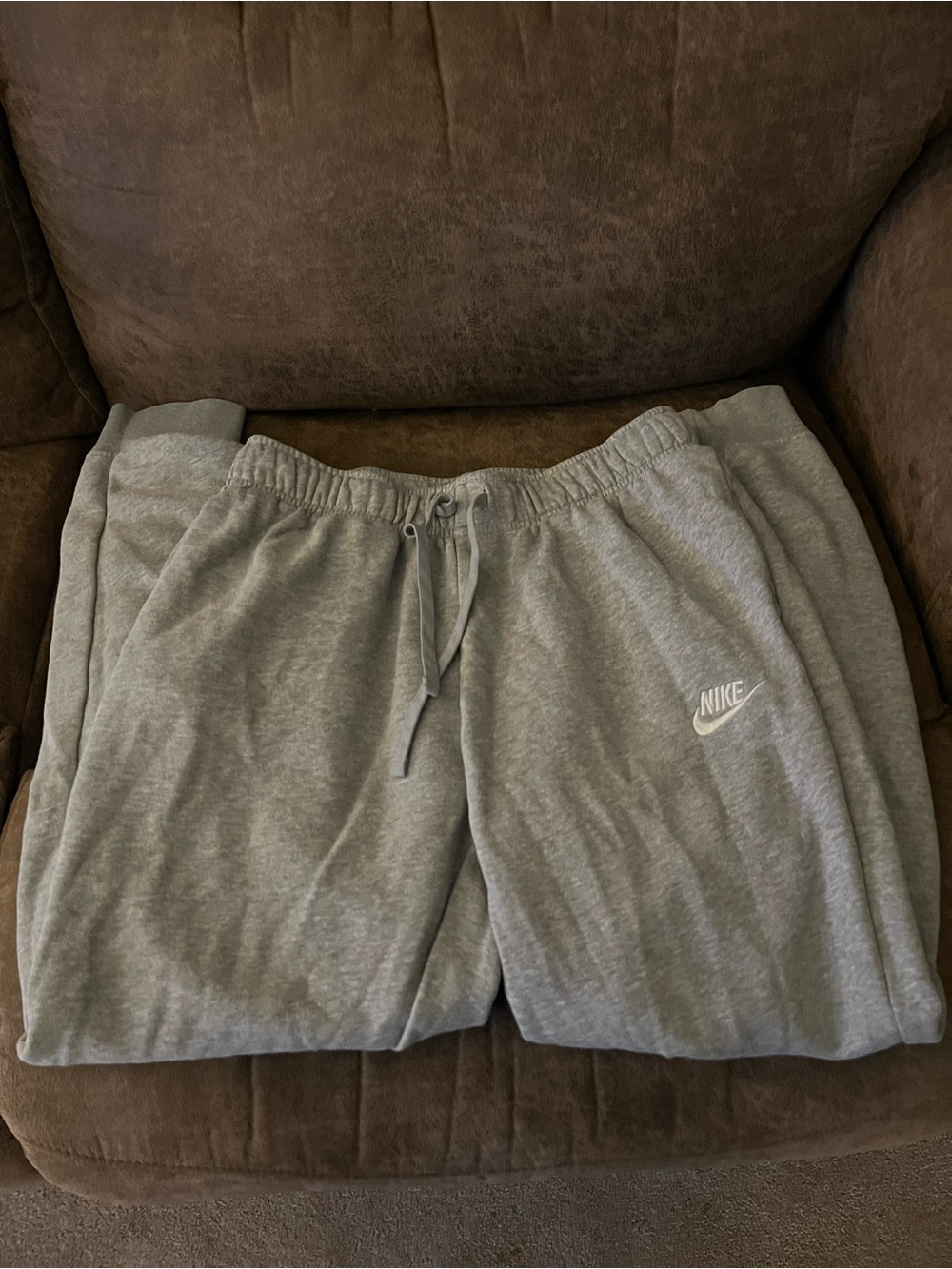 Nike Light Gray Women's Fleece Joggers with White Swoosh
